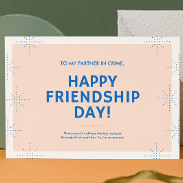 Peach and Blue Dot Pattern Friendship Day Postkarte