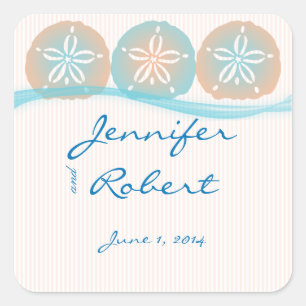 Peach and Blue Sand Dollars Umschlag Aufkleber