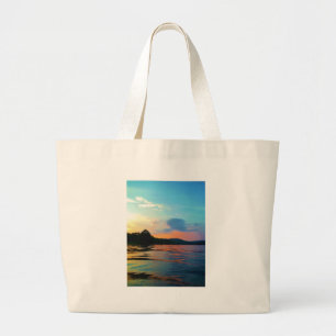 Peach and Blue Sunset on Mountain Lake Jumbo Stoffbeutel