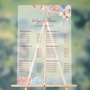 Peach and Blue Tropical Price List Acrylschild