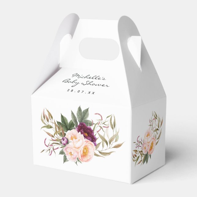 Peach and Burgundy Floral Baby Showroom Danke Fa Geschenkschachtel (Vorderseite)