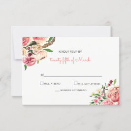 Peach and Coral Blume Blumenhochzeit Einladung