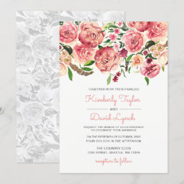 Peach and Coral Blume Einladung zur Blumenhochzeit