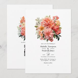 Peach and Coral Floral Wedding Einladung