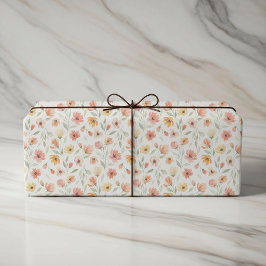 Peach and Coral Floral Wedding Wrapping Paper Geschenkpapier