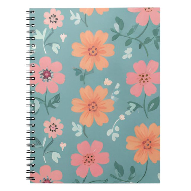 Peach and Coral Summer Wildflower Pattern Notizblock (Vorderseite)