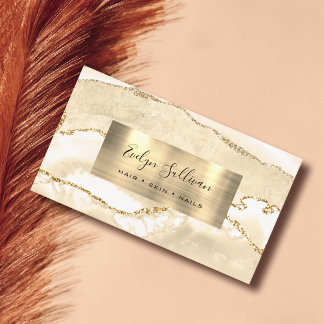 Peach and Gold Agate Business Card Visitenkarte