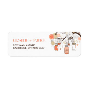 Peach and Gold Mason Jars Spring Address Label
