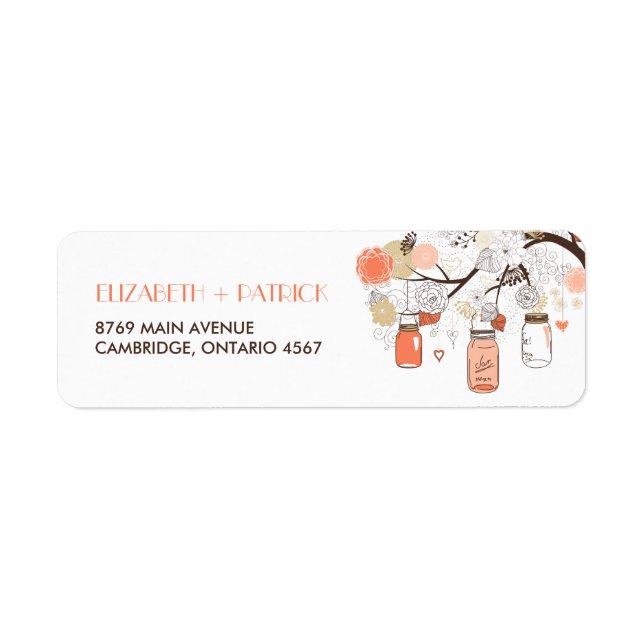Peach and Gold Mason Jars Spring Address Label (Vorne)