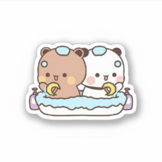 Peach and Goma Mochi Bear Aufkleber
