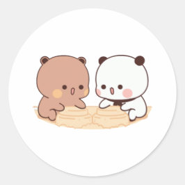 Peach and Goma Mochi Bear Couple Runder Aufkleber