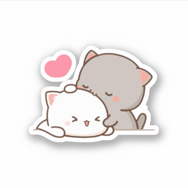 Peach and Goma Mochi Cat Aufkleber (Vorderseite)