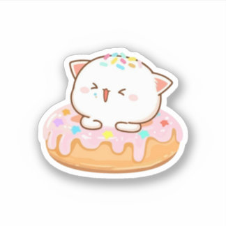 Peach and Goma Mochi Cat Donut Aufkleber