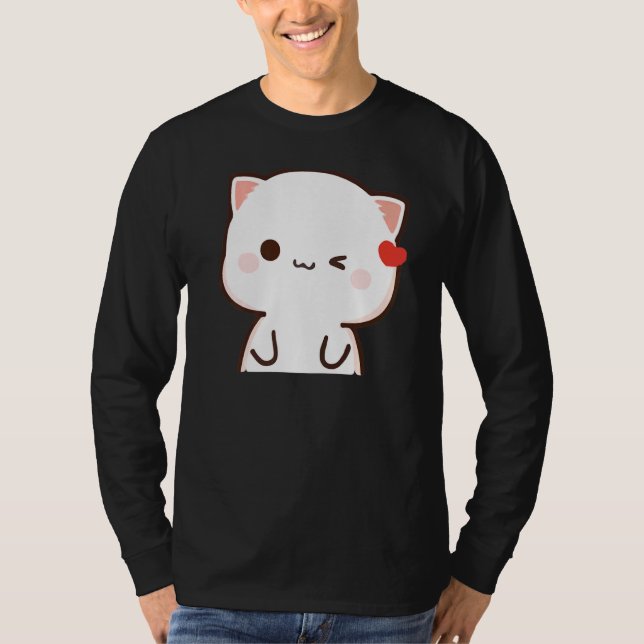 Peach and Goma Mochi Cat T-Shirt (Vorderseite)
