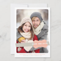 Peach and Gray Modern Save the Date Stripes Foto