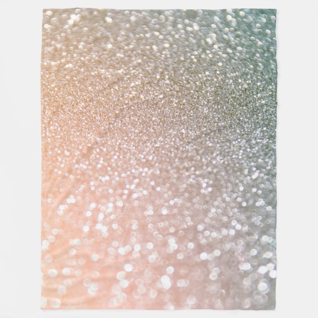 Peach and Gray Sparkle Glamour Glitzer Fleecedecke (Vorderseite)