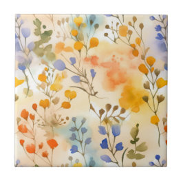 Peach and Periwinkle Floral Fliese
