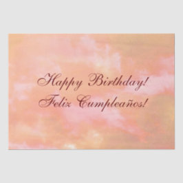 Peach and Pink Clouds Bilingual "Feliz Cumpleaños" Seidenpapier