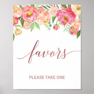 Peach and Pink Peony Blume Rose Gold Favoriten Zei Poster