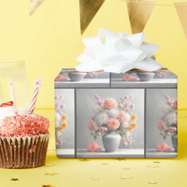 Peach and White Dahlia Bouquet Geschenkpapier (Geburtstagsparty)