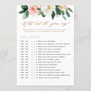 Peach and White Floral Groom Says Game Einladung