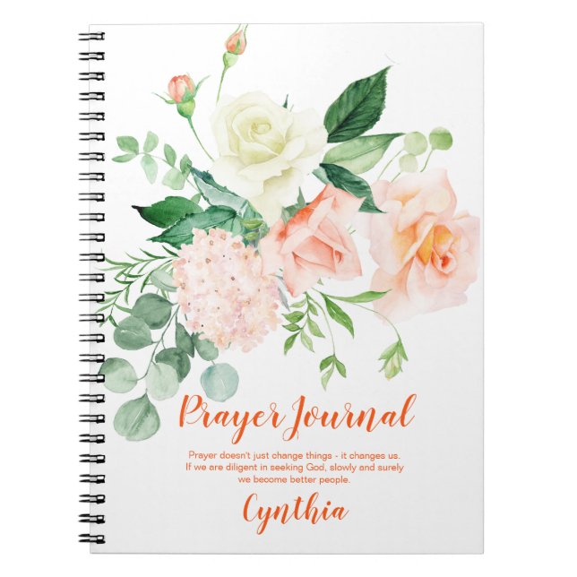 Peach and White Roses Greenerity Prayer Journal Notizblock (Vorderseite)