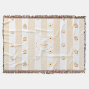 Peach and White Stripe - Herz, Blume, Paw Print Decke