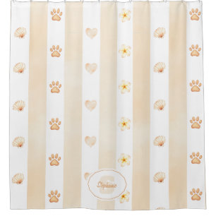 Peach and White Stripe - Herz, Blume, Paw Print Duschvorhang