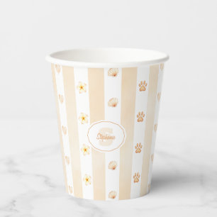 Peach and White Stripe - Herz, Blume, Paw Print Pappbecher