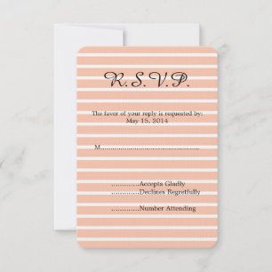 Peach and White Stripes Wedding RSVP Karte