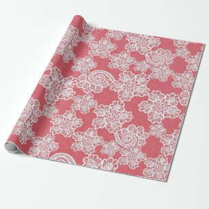 PEACH APRICOT LACE PATTERING PAPIERGESCHENKE GESCHENKPAPIER