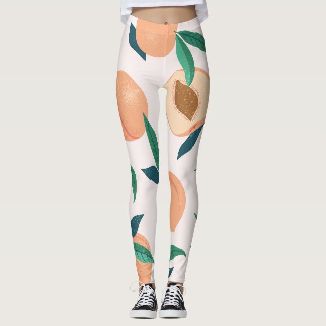 Peach Apricot: Tropisches nahtloses Muster. Leggings (Vorderseite)