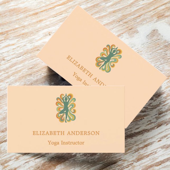 Peach apricot Yoga pose Instructor Visitenkarte (Von Creator hochgeladen)