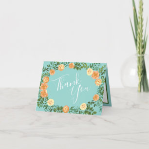 Peach Aqua Aquamarin Hochzeit Rose Blumenkohl Dankeskarte