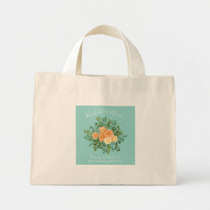 Peach Aqua Aquamarin Hochzeit Rose Blumenkohl Mini Stoffbeutel