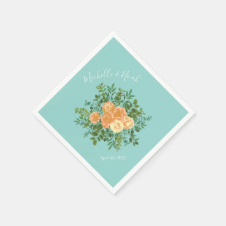 Peach Aqua Aquamarin Hochzeit Rose Blumenkohl Serviette