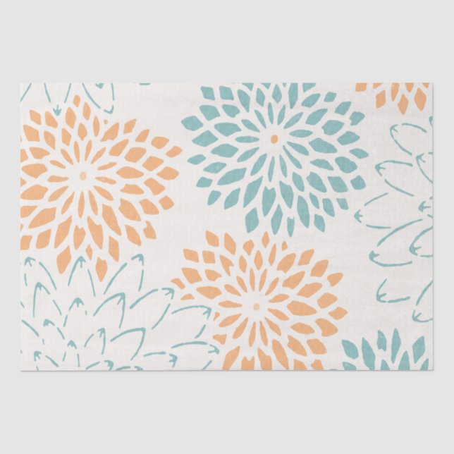 Peach Aqua Blütenblüten Seidenpapier (Vorderseite)