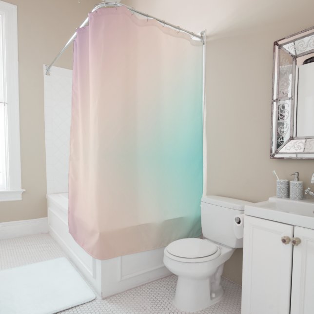 Peach Aqua Gefärbte Krawatte Ombre Duschvorhang (Beispiel)
