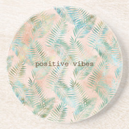 Peach Aqua Green Tropical Blätter Getränkeuntersetzer