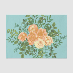 Peach & Aqua Peony & Rose Blumenzehen Seidenpapier