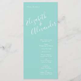 Peach & Aqua Peony & Rose Floral Wedding Programme