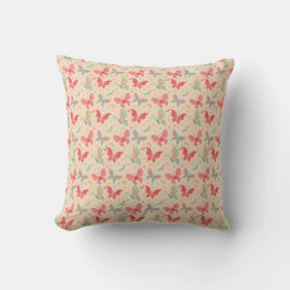 Peach Aquamarin Butterfets Monogarm Akzent Kissen