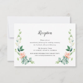 Peach Aquarell Bloral Hochzeitskarte RSVP Karte