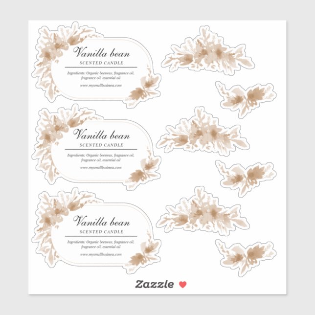 Peach aquarelle fleurs chandelier autocollant (Feuille)