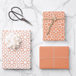 Peach Arabic Geometric Pattern Geschenkpapier Set