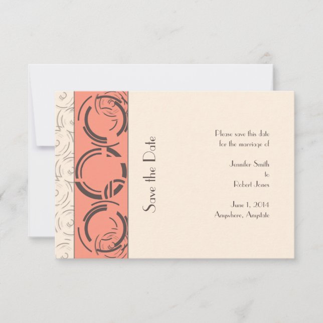 Peach Art Deco Circles Save the Date (Vorderseite)