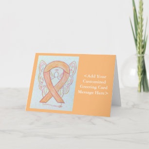 Peach Awareness Ribbon Angel Greeting Cards Karte