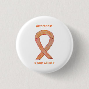 Peach Awareness Ribbon Art Custom Button