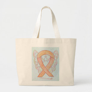 Peach Awareness Ribbon Custom Art Toag Jumbo Stoffbeutel