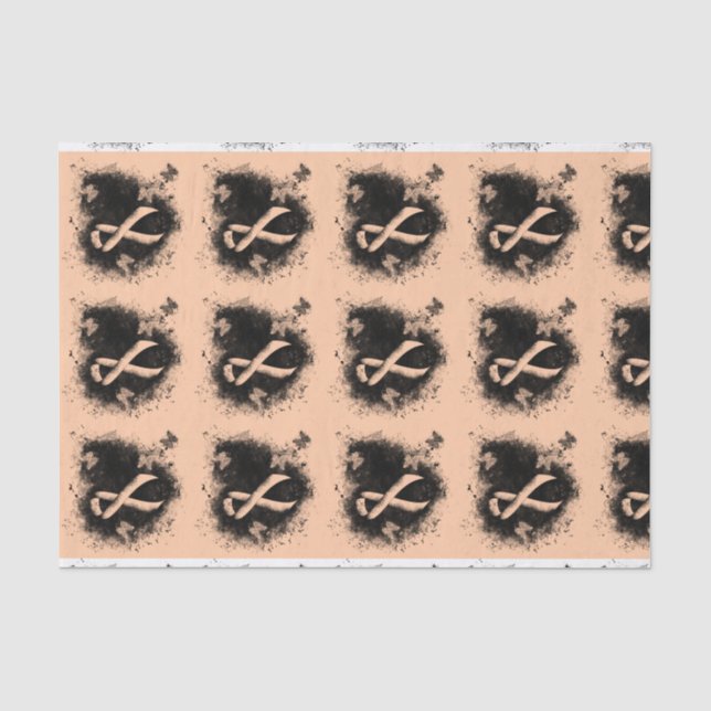 Peach Awareness Ribbon Grunge Herz Seidenpapier (Vorderseite)